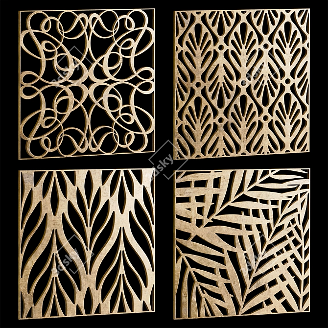 Square Decorative Panels Set 5 3D model image 1