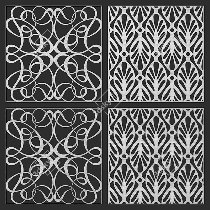 Square Decorative Panels Set 5 3D model image 2