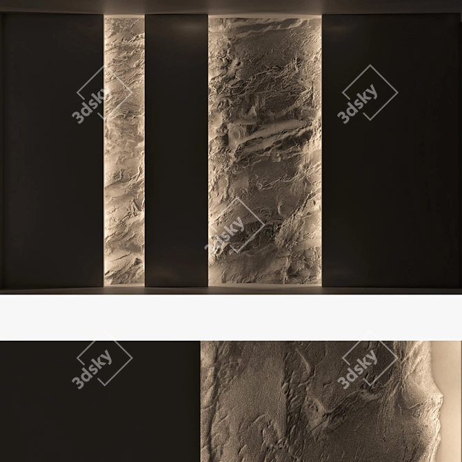 3D Stone Textured Decorative Wall Panel Set 3D model image 2