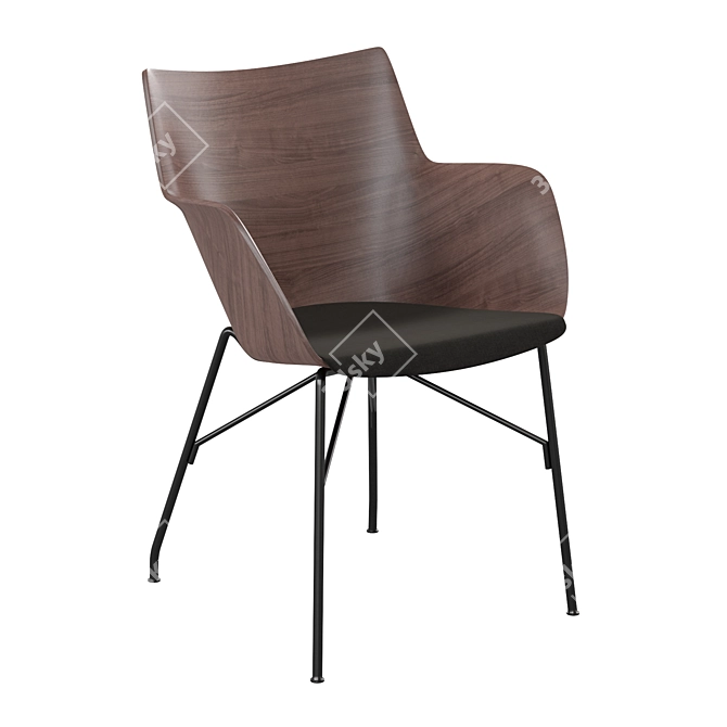 Title: Kartell Q/Wood Dark Wood/Black Chair 3D model image 1