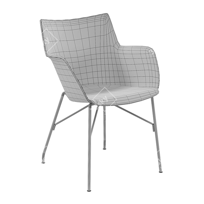 Title: Kartell Q/Wood Dark Wood/Black Chair 3D model image 6