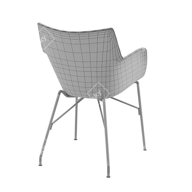 Title: Kartell Q/Wood Dark Wood/Black Chair 3D model image 7