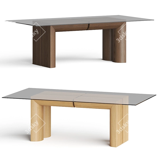 Elegant Emma Wood and Glass Dining Table 3D model image 1