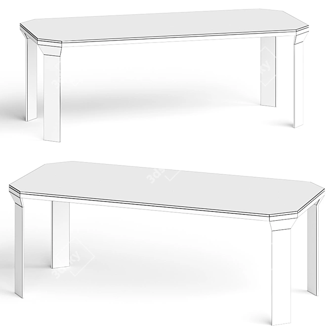 Modern Brass Base Dining Table 3D model image 2