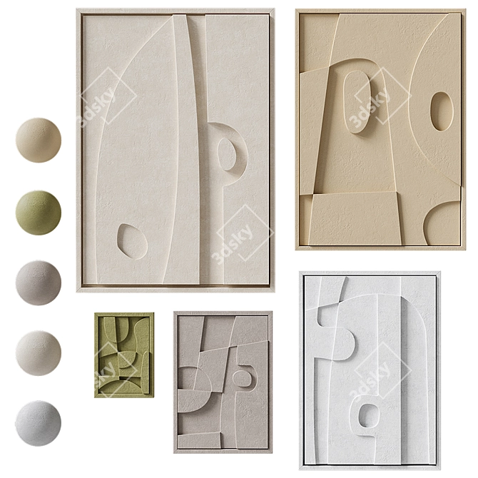 Elegant Relief Sculptures by Edith - Beautiful Home Decor 3D model image 1