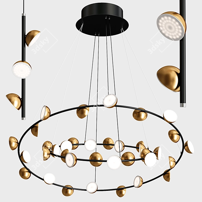 Elegant April Ring Pendant Light 3D model image 1