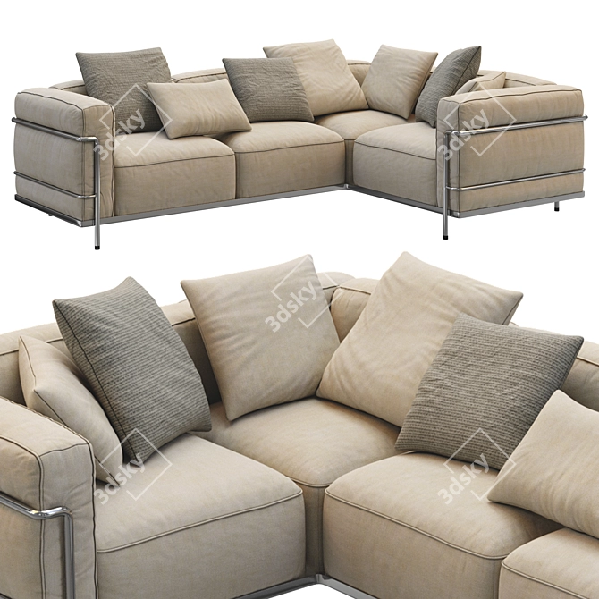 Contemporary Cassina LC3 3-Seater Sofa 3D model image 1