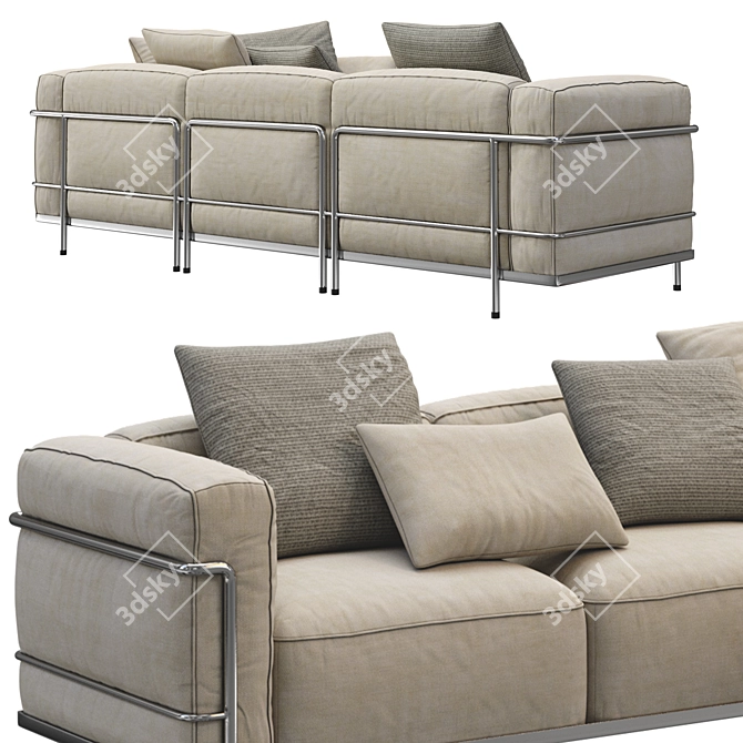 Contemporary Cassina LC3 3-Seater Sofa 3D model image 3