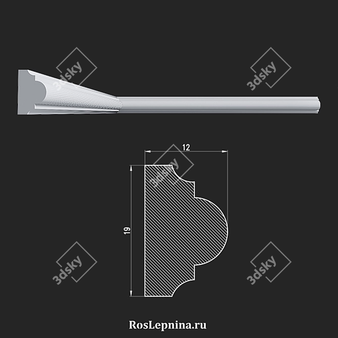 Elegant Gypsum Molding - MG-4006R 3D model image 2