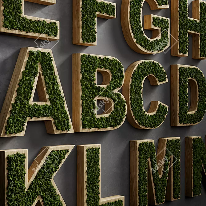 Stabilized Moss Alphabet 3D model image 2