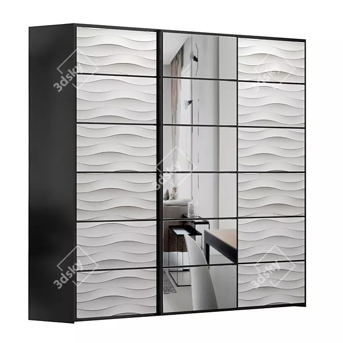 Custom Sliding Wardrobe Doors with Lacquered Glass 3D model image 1