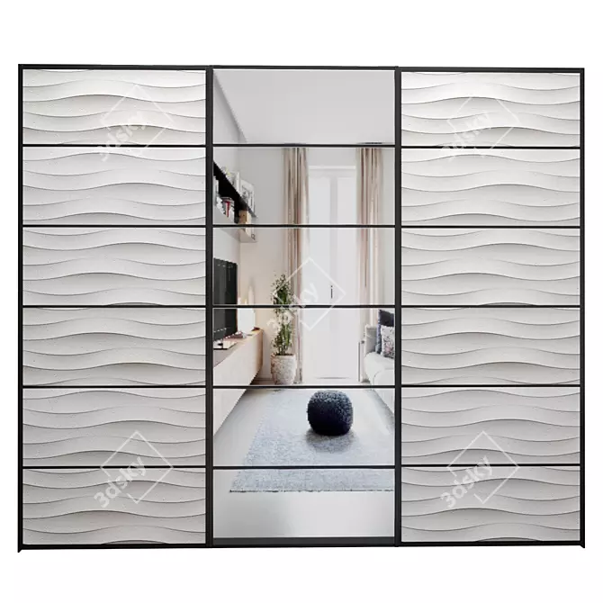 Custom Sliding Wardrobe Doors with Lacquered Glass 3D model image 2