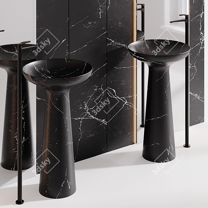 Elegant Black Marble Wash Basin 3D model image 3