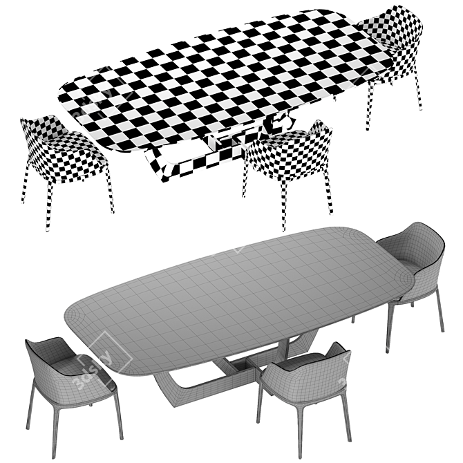 Elegant Solid Wood Dining Chair - Poliform Grace 3D model image 3