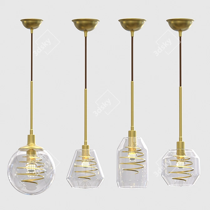 Screw Glass Pendant Lamp 3D model image 1