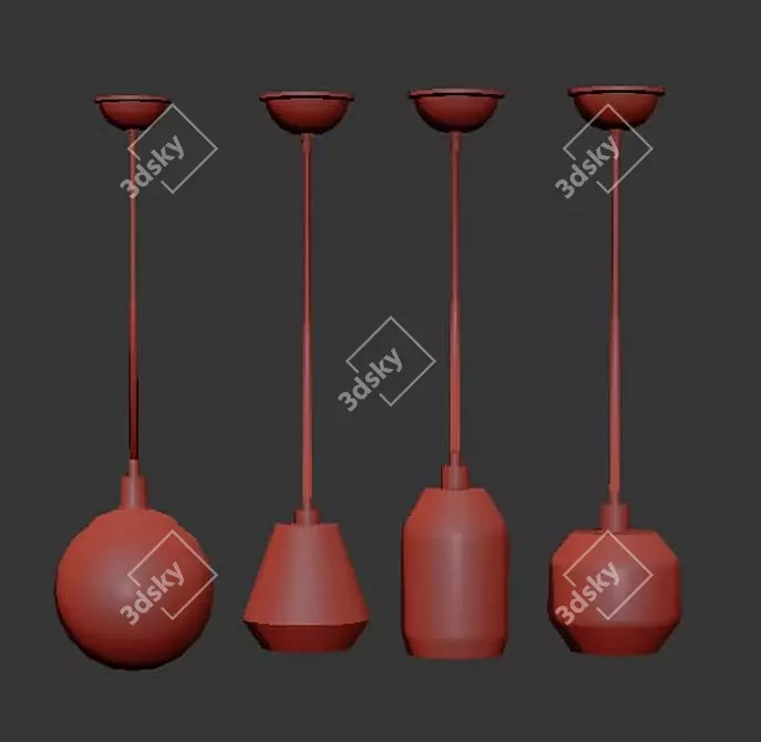 Screw Glass Pendant Lamp 3D model image 2