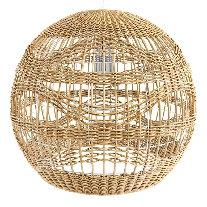 Boho Chic Rattan Pendant Light 3D model image 2