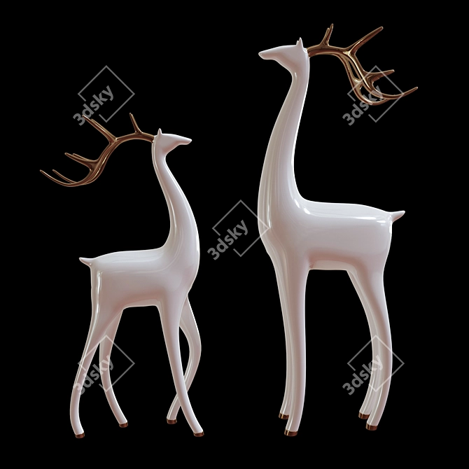 Elegant Deer Sculptures - 3D Max 2015 3D model image 1