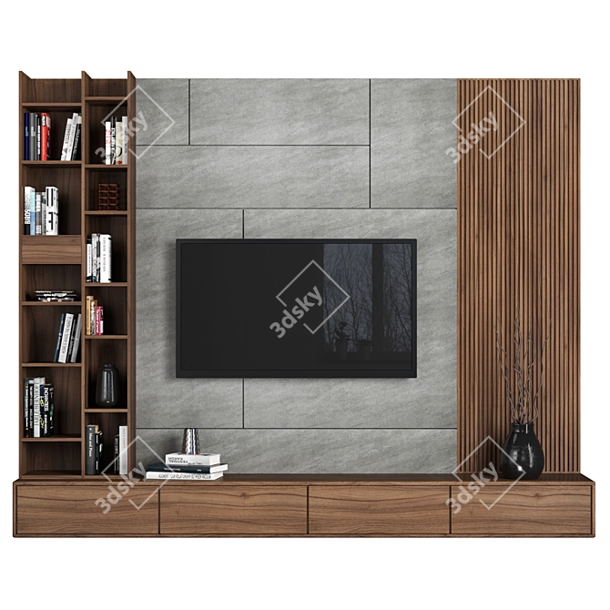 Modular TV Wall: High-Quality Design 3D model image 1