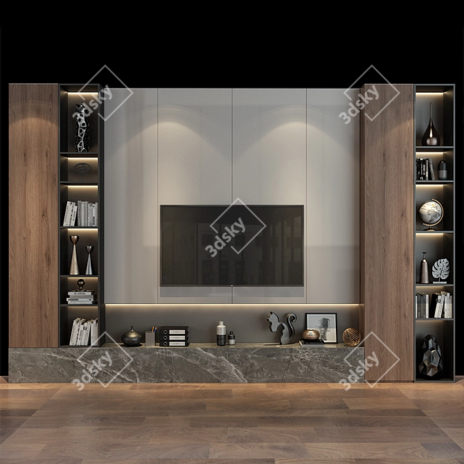 Modern TV Wall Set 166 3D model image 1