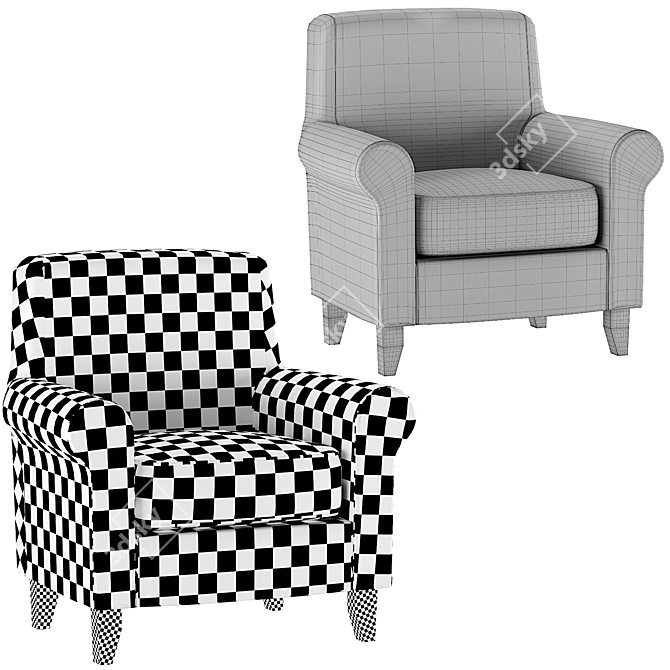 Tula Fabric Accent Chair: Durability and Style 3D model image 5