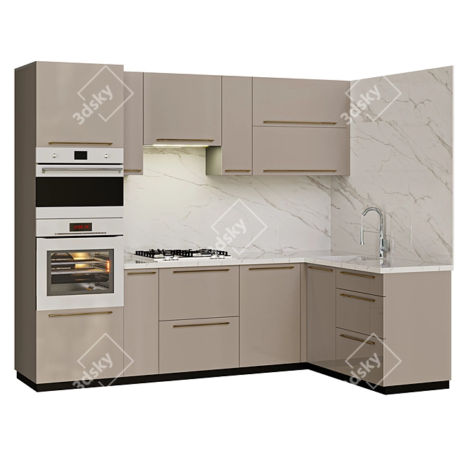 Modern Lifestyle Kitchen with Miele and Kaiser Technologies 3D model image 1