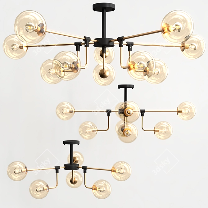 Elegant Glass Ceiling Chandelier 3D model image 4