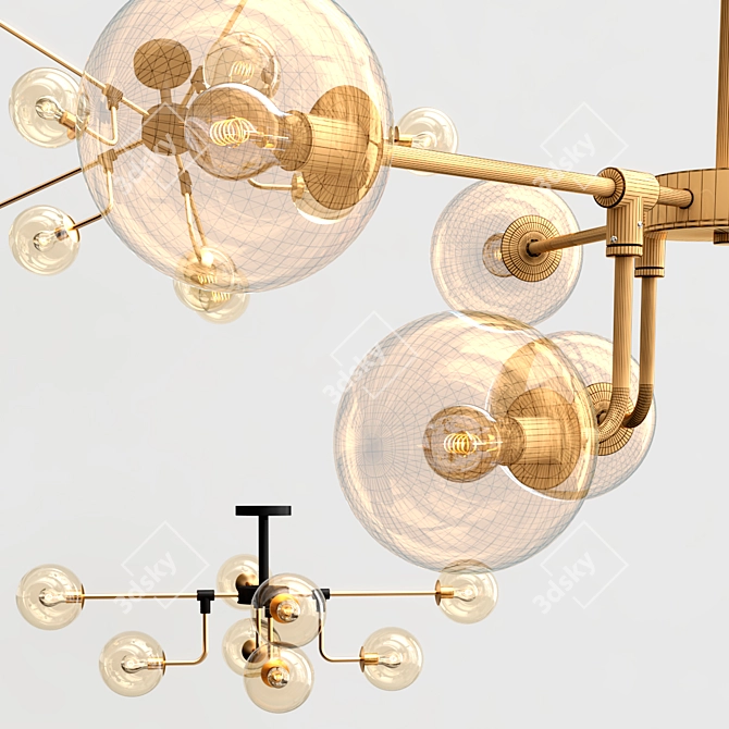 Elegant Glass Ceiling Chandelier 3D model image 5
