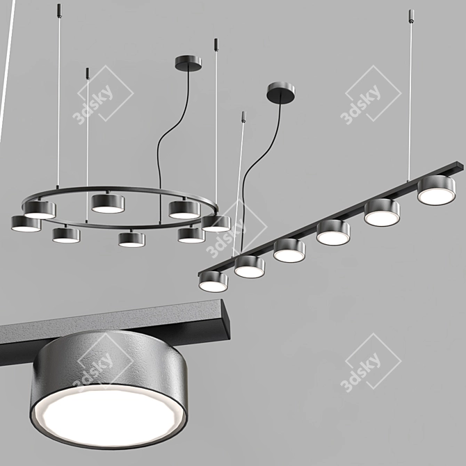 Sleek Minor Linear Pendant Lighting 3D model image 3