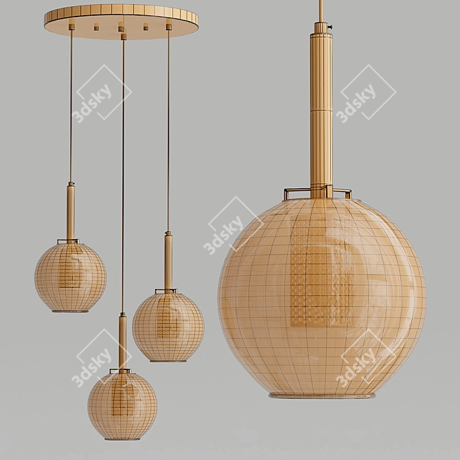 Gold Sphere Pendant Lamp 3D model image 2