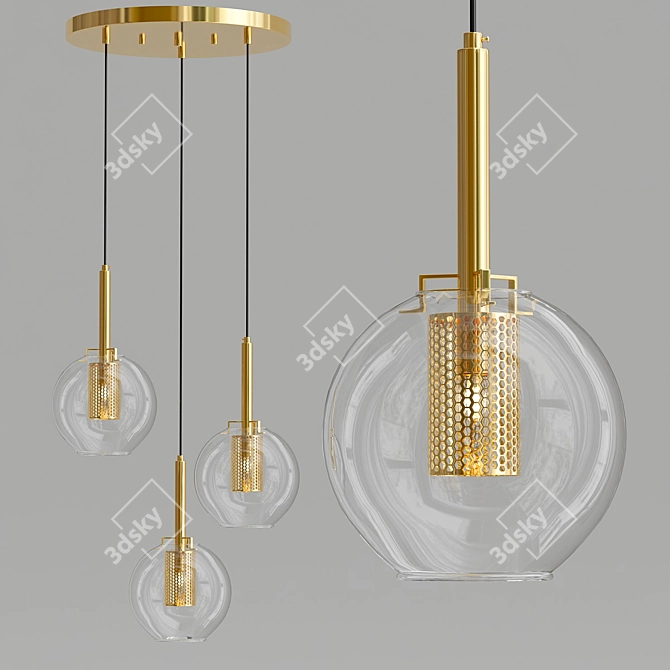 Gold Sphere Pendant Lamp 3D model image 4