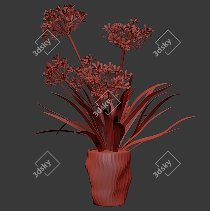 Outdoor Agapanthus Drop-In Plant 3D model image 3