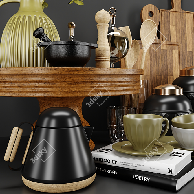 Sleek Kitchen Essentials Set 3D model image 2