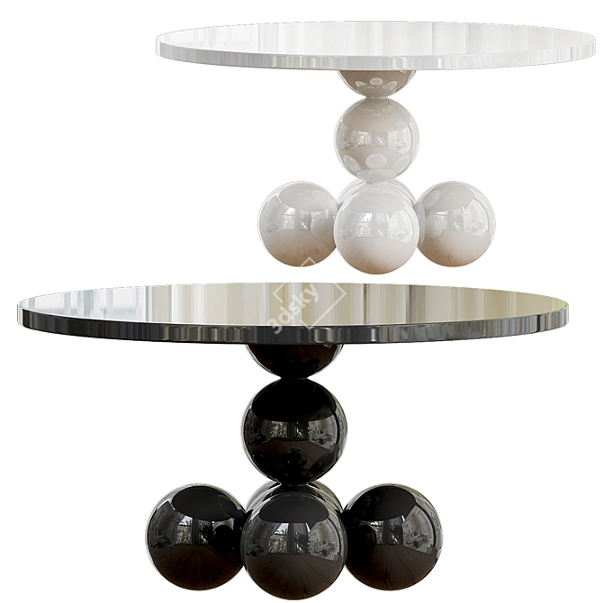 Modern Classic Black Gloss Dining Table 3D model image 1