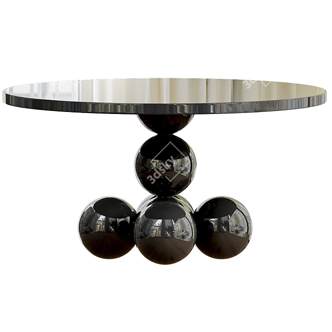 Modern Classic Black Gloss Dining Table 3D model image 3