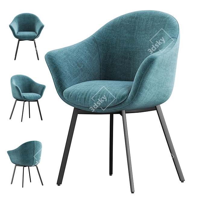 Quilda Blue Dining Chair: Modern Elegance for your Dining Space 3D model image 1