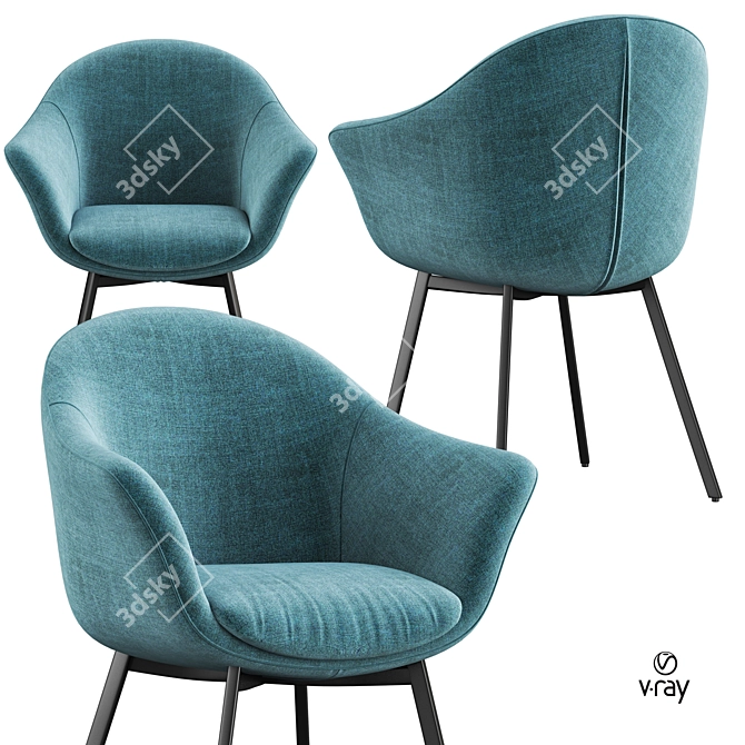 Quilda Blue Dining Chair: Modern Elegance for your Dining Space 3D model image 2