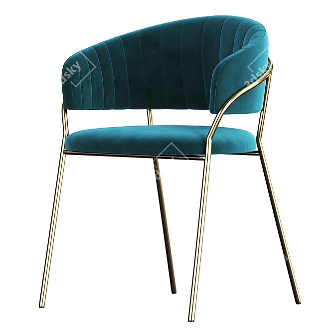 Tania Teal Gold Glam Chairs 3D model image 4