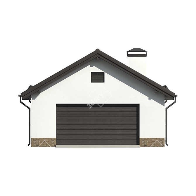 Modern Minimalist Double Car Garage 3D model image 4