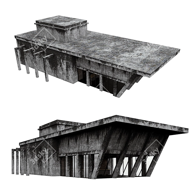 Sleek Concrete Architectural Wonder 3D model image 1