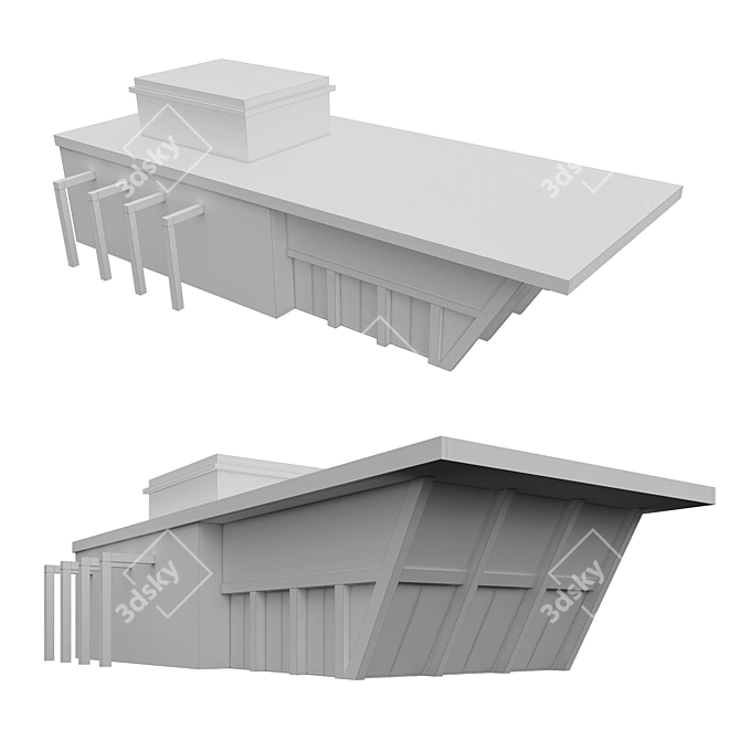 Sleek Concrete Architectural Wonder 3D model image 4