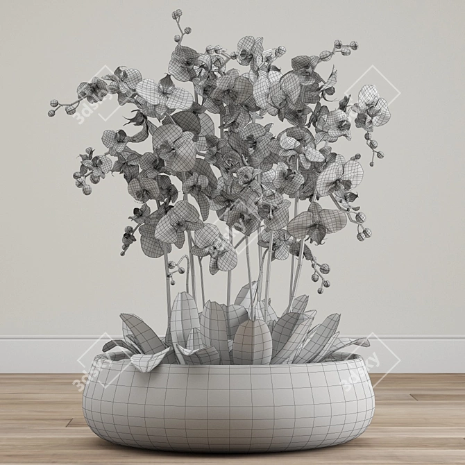 Elegant Orchid Arrangement 3D model image 3