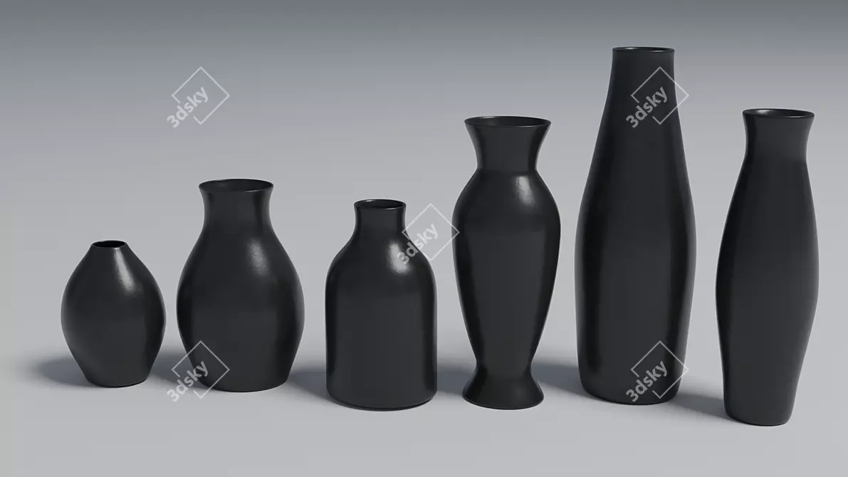 Sleek Ceramic Vases: Low-poly 3D 3D model image 2