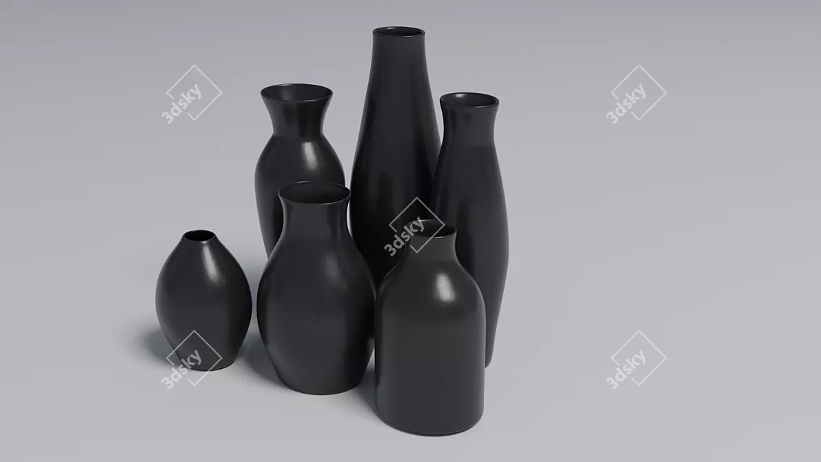 Sleek Ceramic Vases: Low-poly 3D 3D model image 3