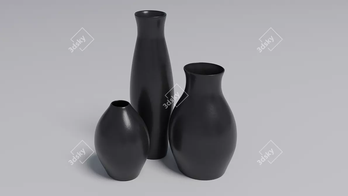 Sleek Ceramic Vases: Low-poly 3D 3D model image 4