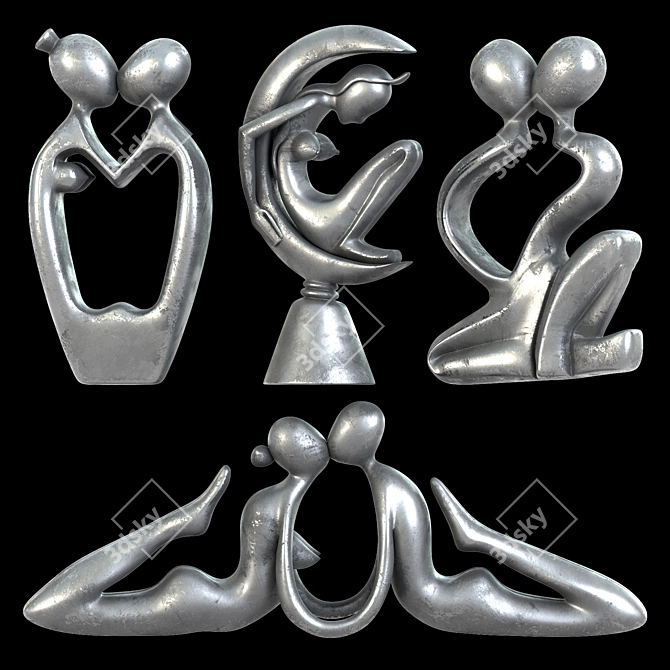 Modern Love Sculpture Set 3D model image 3