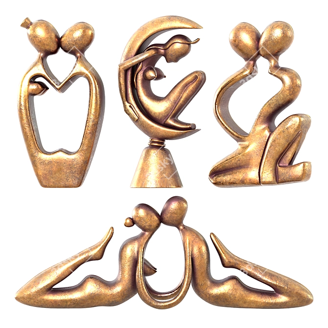 Modern Love Sculpture Set 3D model image 5