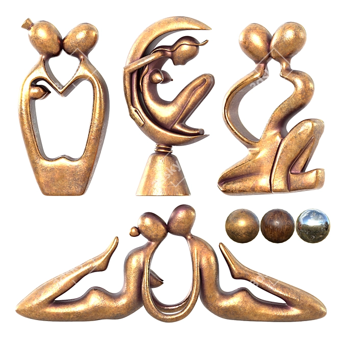 Modern Love Sculpture Set 3D model image 7