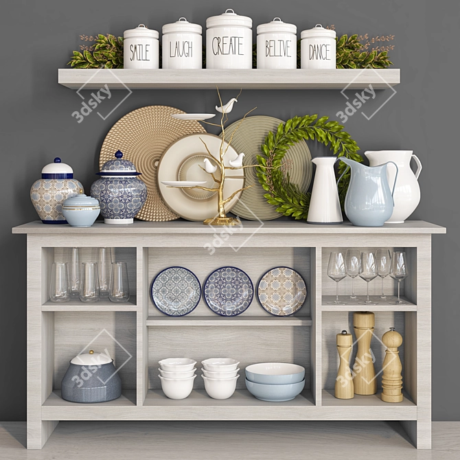 Stylish Kitchen Essentials Set 3D model image 1