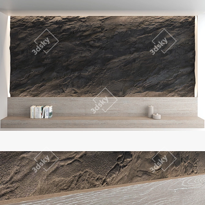 Title: Decorative Stone & Wood Wall Panel Set 3D model image 5